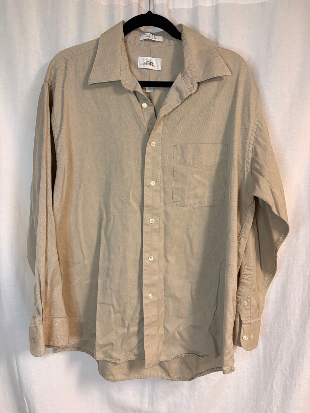 Louis Roth Men’s Beige 100% Cotton Queen’s Oxford Shirt 16.5 32/33